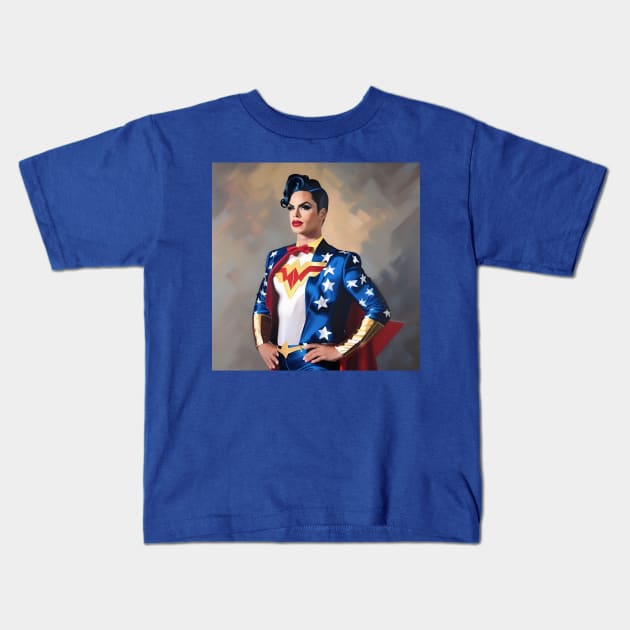 Drag King Wonder Woman Kids T-Shirt by ROH-shuh